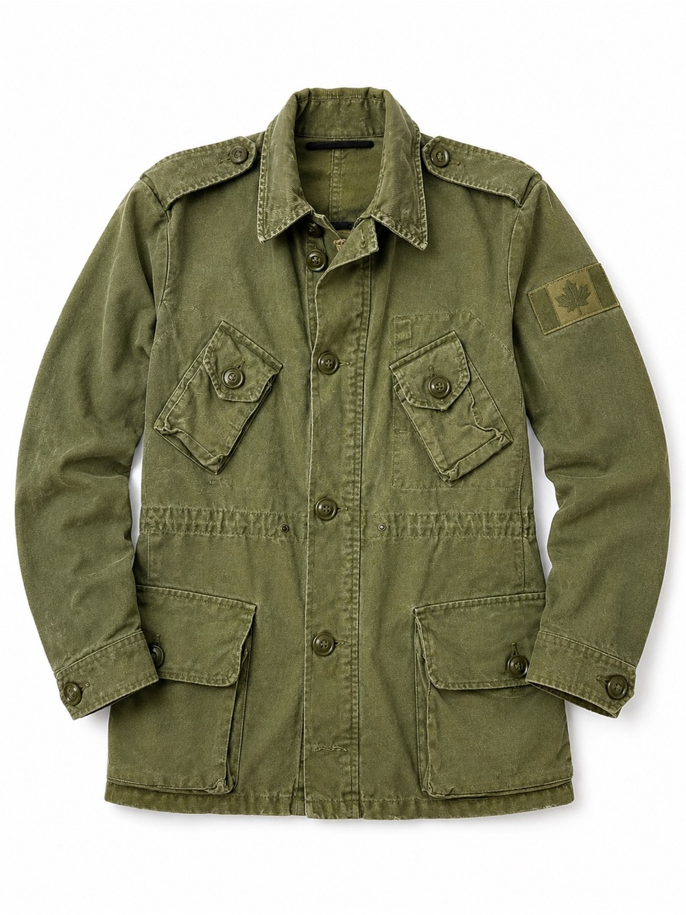 Vintage Canadian Military Combat Field Jacket Olive Green Utility Coat Army